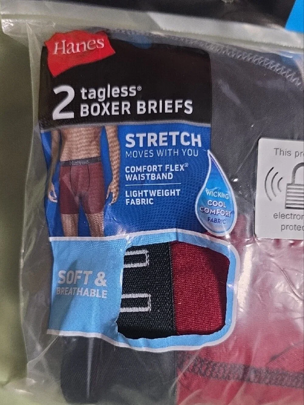 Hanes Men's Tagless Boxer Briefs - Black & Burgundy, 2-Pack